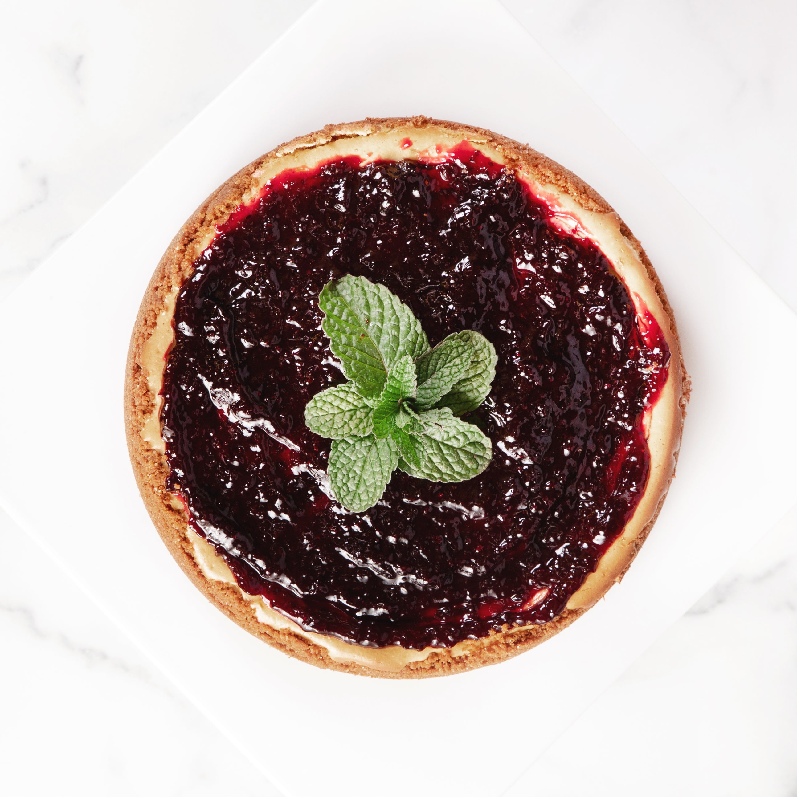 Black Currant with Wild Mint Cheesecake