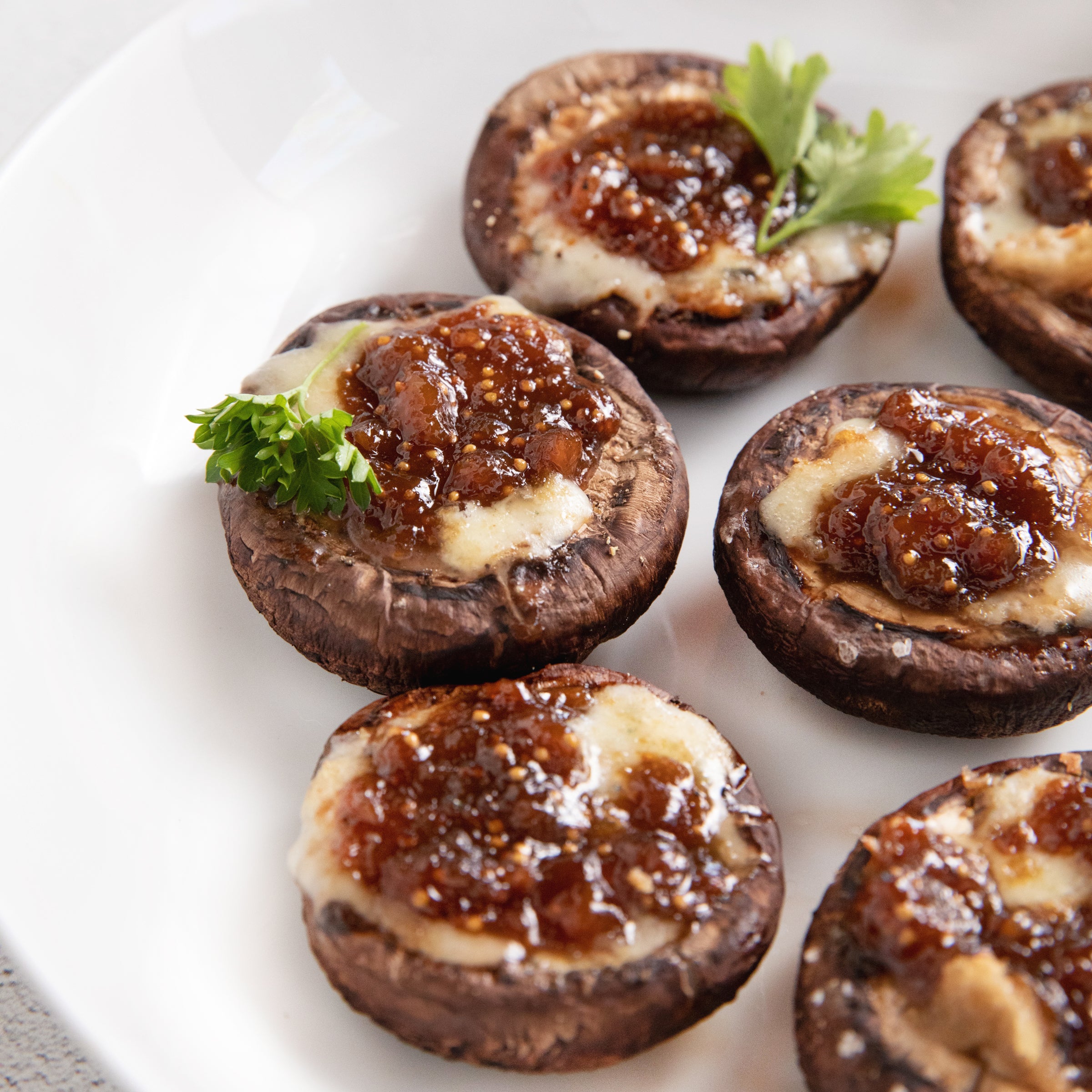 Fig, Pear & Honey Portobellos with Blue Cheese